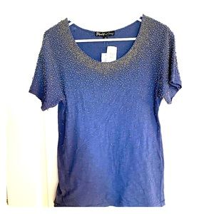 NWT Elizabeth & James beaded top t shirt size M